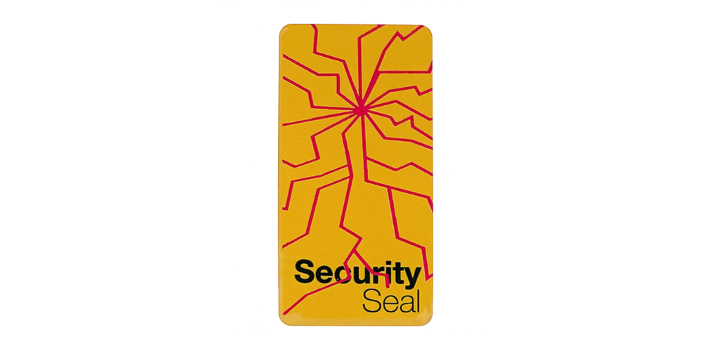 Securikett_SecuritySeals_Technology_DoubleVOID_BrokenGlas-Seal-yellow_leave-behind