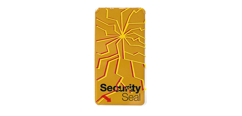 Securikett_SecuritySeals_Technology_DoubleVOID_BrokenGlas-Seal-yellow_tampered