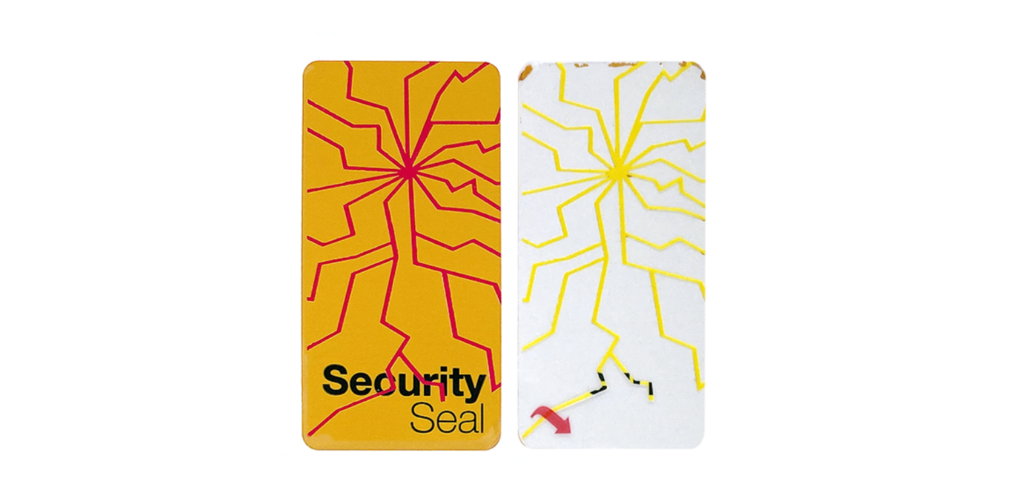 Securikett_SecuritySeals_Technology_DoubleVOID_BrokenGlas-Seal-yellow_tampered-and-peel-off