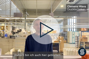 Go to movie clip "Employees talking about their work at Securikett - Printing Technician"