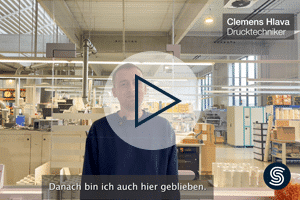 Go to movie clip "Employees talking about their work at Securikett - Printing Technician"