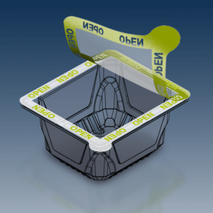 Structure Coating Lid Label on a plastic cup with VOID effect
