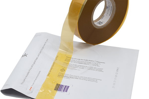 Plastic Tape on Liner on an envelop