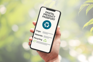 Smartphone with Digital Product Passport on a green background