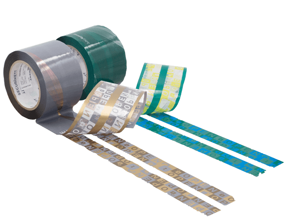 Rolls of Premium SecurityTapes with cold-foil embossing and distinct tripleVOID effect