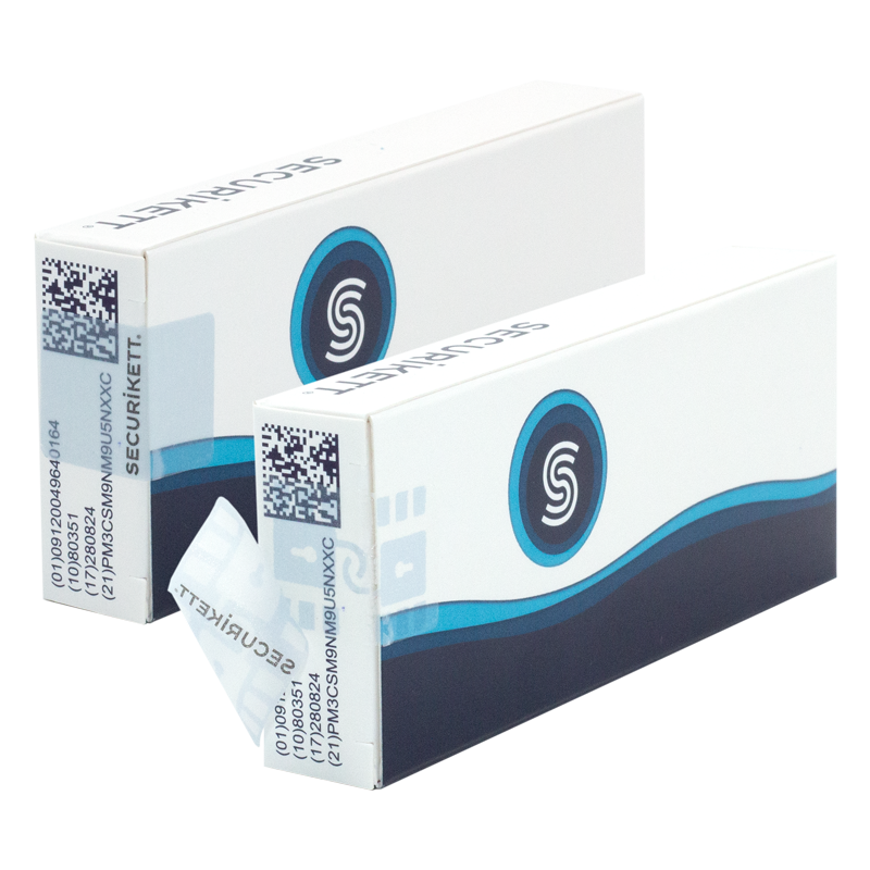 Transparent PaperVOID Label on Pharma Box applied & peeled