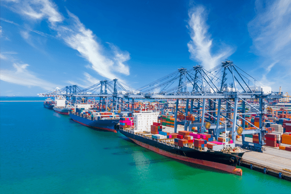 A container ship harbor