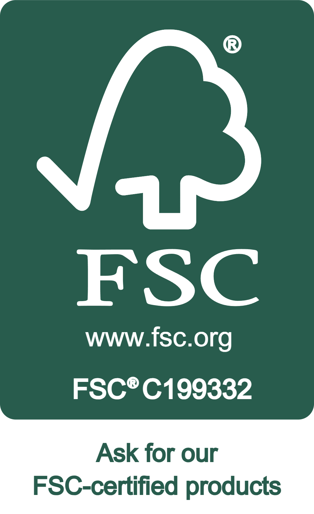 FSC Logo - Ask for our FSC-certified products