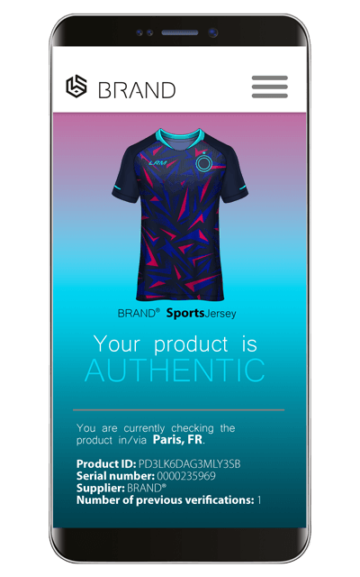 Screenshot of a Response Page when scanning a soccer jersey