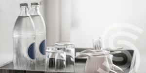 Reusable Water Bottles in a hotel room