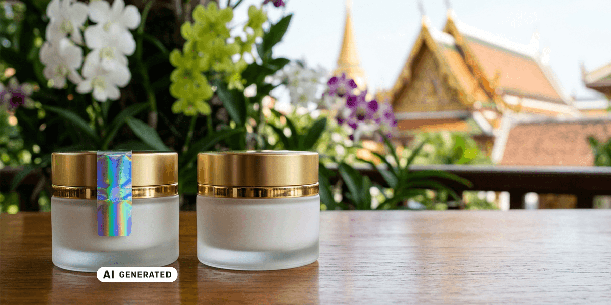 Original and counterfeit cosmetic jar in Thailand